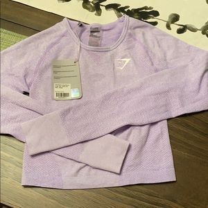 Gymshark seamless long sleeve crop top on lilac